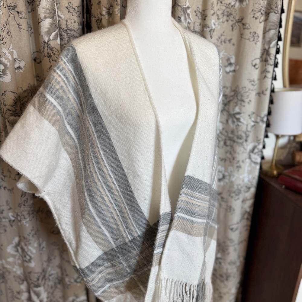 Chic Striped Shawl in Neutral Tones